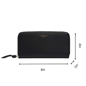 Serene Black Vegan Zip Around Wallet