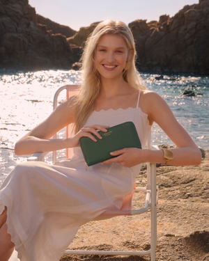 Serene Forest Green Zip Around Wallet