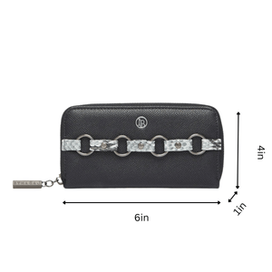 Ellen Black Vegan Zip Around Wallet