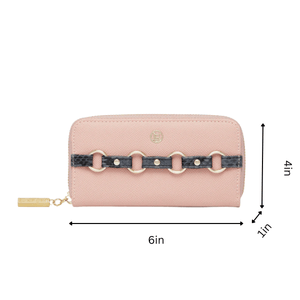 Ellen Pink Vegan Zip Around Wallet