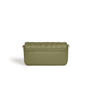 Green handbag on a white background