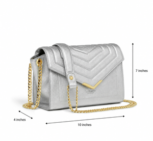 Kensington Silver Vegan Cross-Body Bag