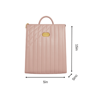 Pink bag with measurements on a white background