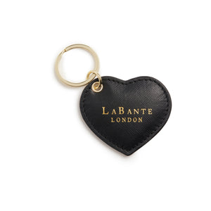 Black heart-shaped keychain with 'LaBante London' branding on a white background