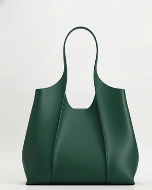 Green tote bag on a white background