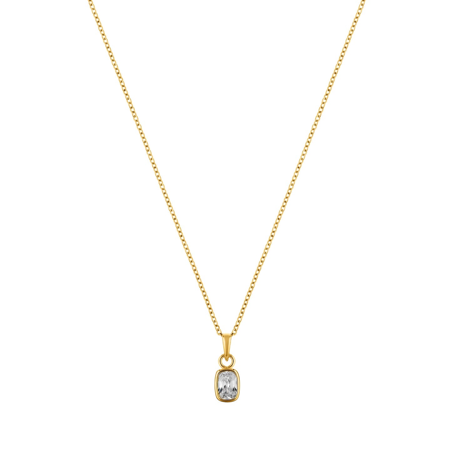 LaBante London Ethically & Sustainably Made Moissanite Oval Enigma Gold Plated Sterling Silver Necklace