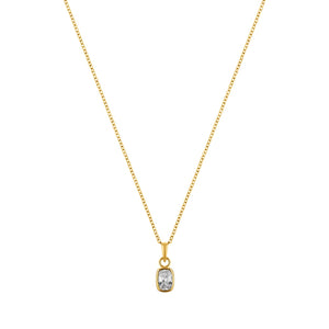LaBante London Ethically & Sustainably Made Moissanite Oval Enigma Gold Plated Sterling Silver Necklace