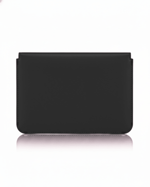 Black clutch bag on a white background