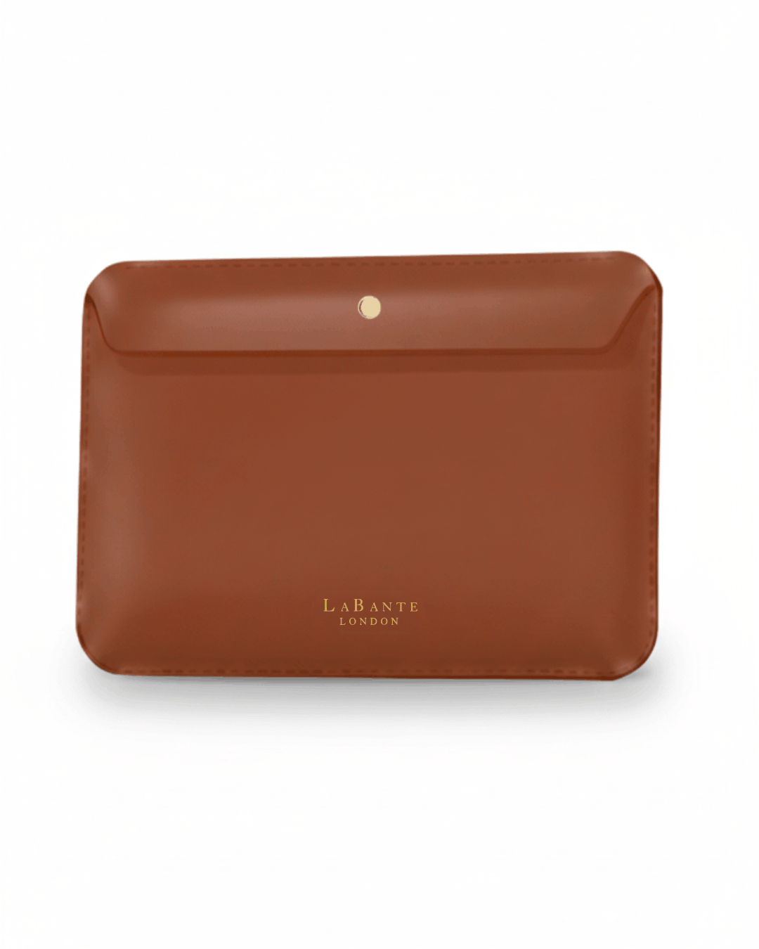 Brown leather pouch with 'La Rante London' branding on a white background