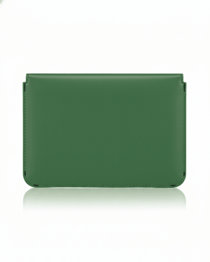 Green leather wallet on a white background
