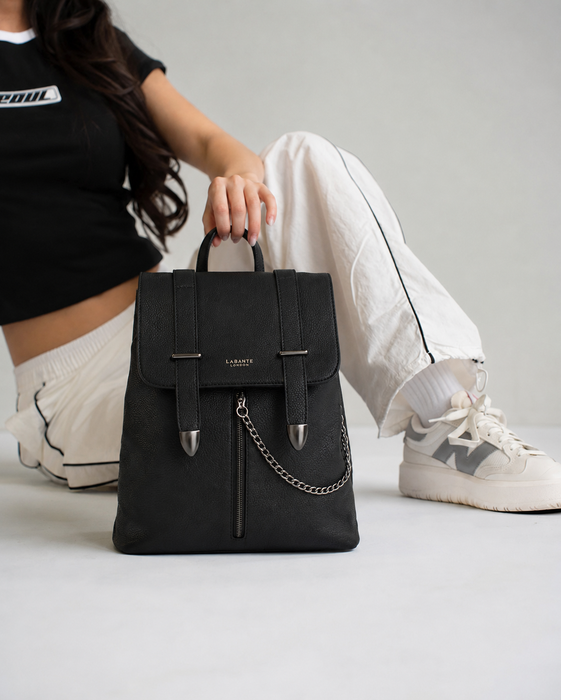 black leather designer backpack womens "Ivana" Genuine Convertible Shoulder Bag Small Women so you can easy to access and store stuff Women Backpack Purse Leather Designer