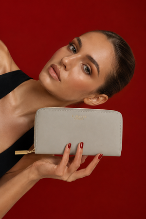 Serene Grey Vegan Zip Around Wallet