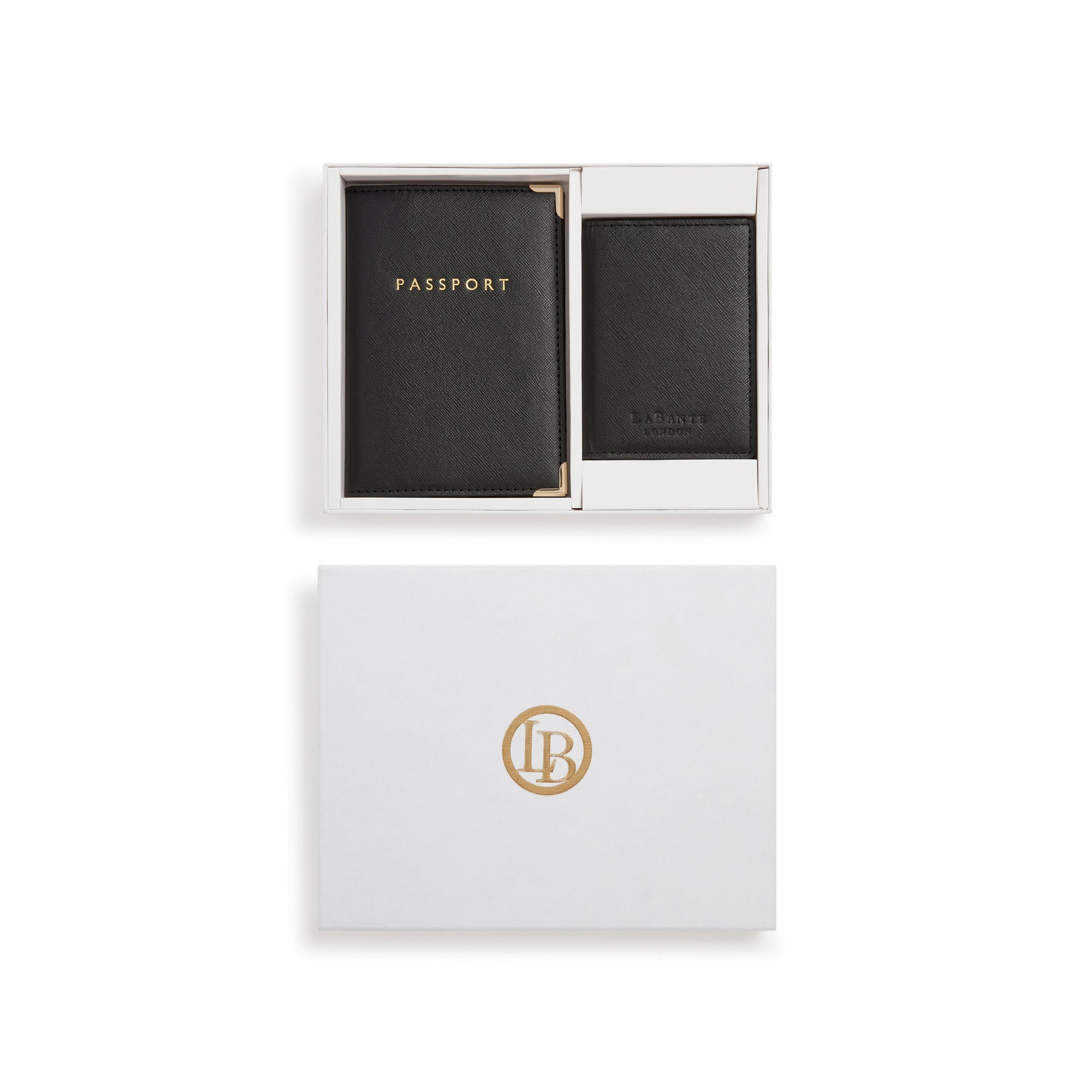 Nutcombe Black Passport Holder & bi-fold CC holder Gift Box