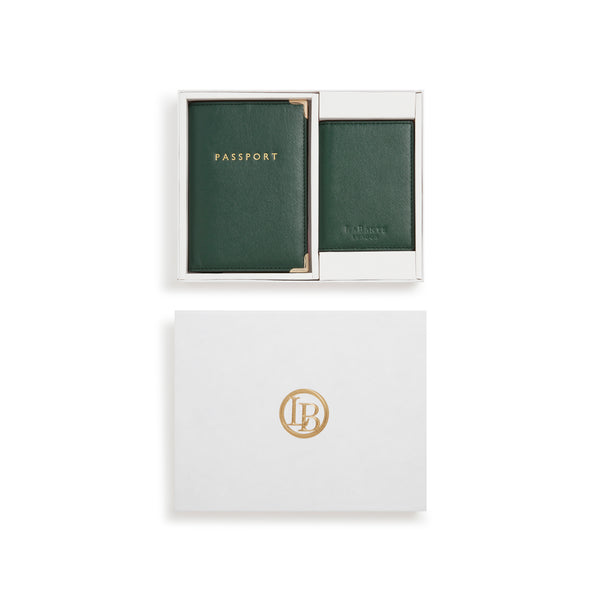 Nutcombe Green Passport Holder & bi-fold CC holder Gift Box