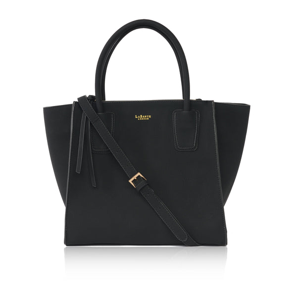 Black - Demi Winged Faux Leather Tote Bag