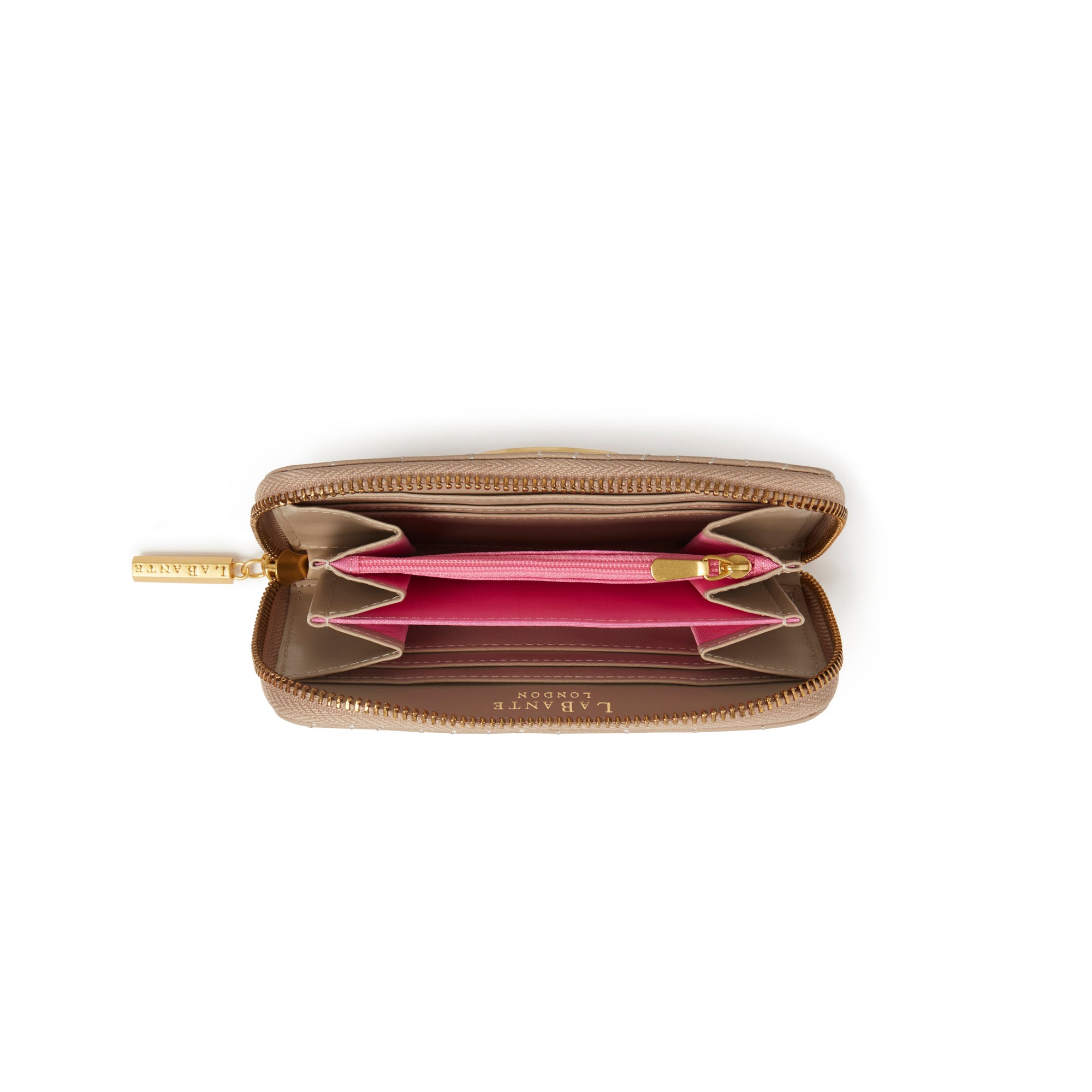 Kenia  Beige Vegan Purse with Pink Recycled plastic bottle interiors