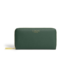 LaBante London Cruelty Free & Sustainable Serene Vegan Green Sleek Wallet with Zipper