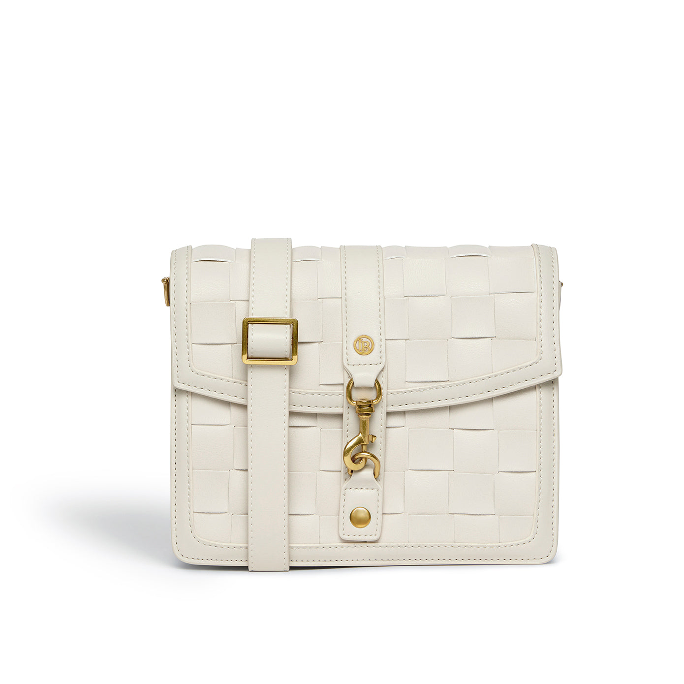 LaBante London Cruelty Free & Sustainable Daisy Vegan Interwoven White Cross Body Bag with Gold Closure