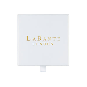 LaBante London Ethically & Sustainably Made Moissanite Infinity Gold Plated Sterling Silver Necklace packing box